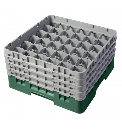 CAMBRO 36S800-119 - Cesta de lavado 36 comp. 4 alturas - 7,2 cm Ø máx. - alt. máx. 21,7 cm - 50 x 50 x 26,7 cm - Verde sherwood