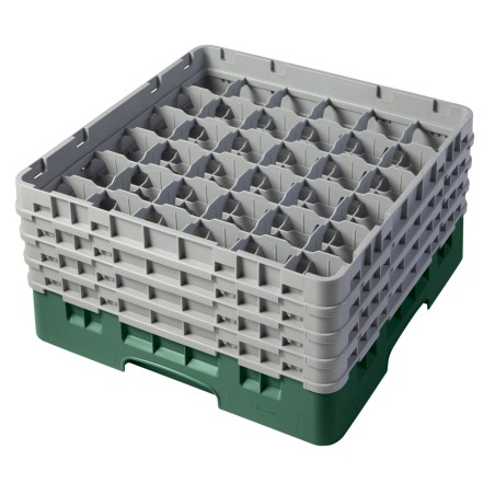 CAMBRO 36S800-119 - Washing basket 36 comp. 4 heights - 7,2 cm Ø max. - height. max. 21.7 cm - 50 x 50 x 26.7 cm - Sherwood Gree