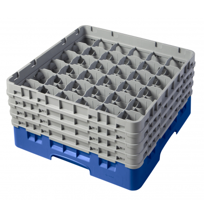 CAMBRO 36S800-168 - Cesta de lavado 36 comp. 4 alturas - 7,2 cm Ø máx. - alt. máx. 21,7 cm - 50 x 50 x 26,7 cm - Azul