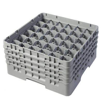 CAMBRO 36S800-151 - Cesta de lavado 36 comp. 4 alturas - 7,2 cm Ø máx. - alt. máx. 21,7 cm - 50 x 50 x 26,7 cm - Gris claro