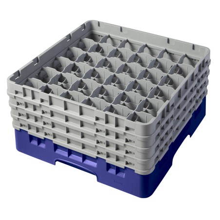 CAMBRO 36S800-186 - Panier de lavage 36 comp. 4 hauteurs - 7,2 cm Ø max. - alt. max. 21,7 cm - 50 x 50 x 26,7 cm - Bleu marine