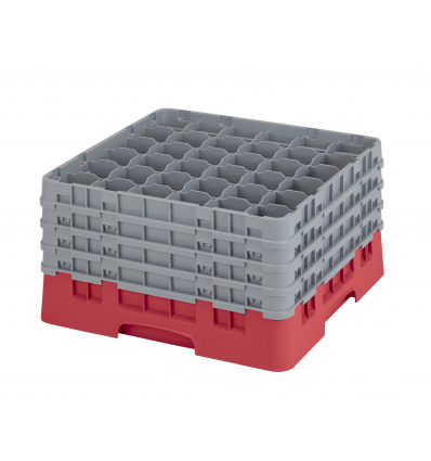 CAMBRO 36S900-163 - Cesta de lavado 36 comp. 4 alturas - 7,2 cm Ø máx. - alt. máx. 24,1 cm - 50 x 50 x 26,7 cm - Rojo