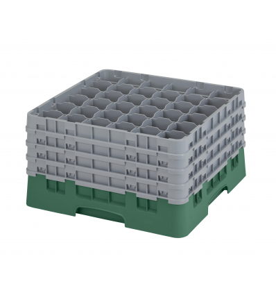 CAMBRO 36S900-119 - Cesta de lavado 36 comp. 4 alturas - 7,2 cm Ø máx. - alt. máx. 24,1 cm - 50 x 50 x 26,7 cm - Verde sherwood