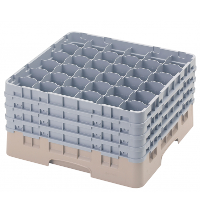 CAMBRO 36S900-184 - Cesta de lavado 36 comp. 4 alturas - 7,2 cm Ø máx. - alt. máx. 24,1 cm - 50 x 50 x 26,7 cm - Beige