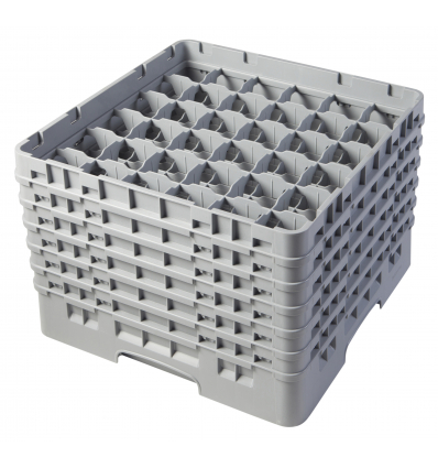 CAMBRO 36S1114-151 - Cesta de lavado 36 comp. 6 alturas - 7,2 cm Ø máx. - alt. máx. 29,9 cm - 50 x 50 x 34,9 cm - Gris claro