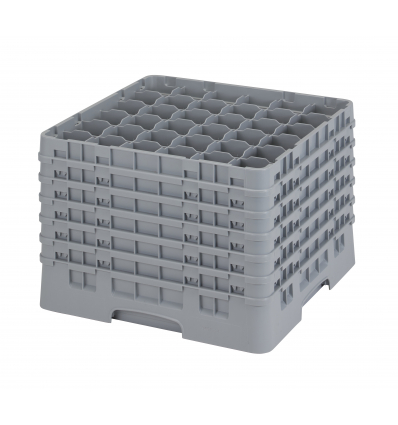 CAMBRO 36S1214-151 - Cesta de lavado 36 comp. 6 alturas - 7,2 cm Ø máx. - alt. máx. 32,3 cm - 50 x 50 x 34,9 cm - Gris claro