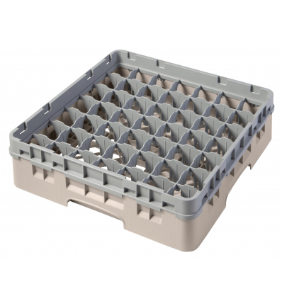 CAMBRO 49S318-184 - Cesta de lavado 49 comp. 1 altura - 6 cm Ø máx. - alt. máx. 9,4 cm - 50 x 50 x 14,3 cm - Beige