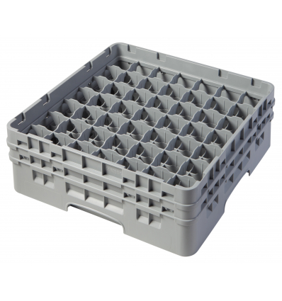 CAMBRO 49S434-151 - Cesta de lavado 49 comp. 2 alturas - 6 cm Ø máx. - alt. máx. 13,5 cm - 50 x 50 x 18,4 cm - Gris claro