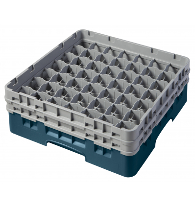 CAMBRO 49S434-414 - Cesta de lavado 49 comp. 2 alturas - 6 cm Ø máx. - alt. máx. 13,5 cm - 50 x 50 x 18,4 cm - Cerceta