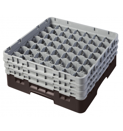 CAMBRO 49S638-167 - Cesta de lavado 49 comp. 3 alturas - 6 cm Ø máx. - alt. máx. 17,6 cm - 50 x 50 x 22,5 cm - Castaño