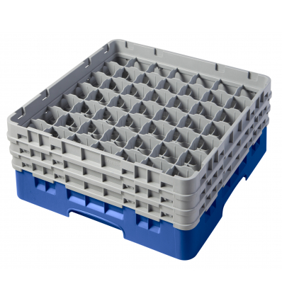 CAMBRO 49S638-168 - Cesta de lavado 49 comp. 3 alturas - 6 cm Ø máx. - alt. máx. 17,6 cm - 50 x 50 x 22,5 cm - Azul