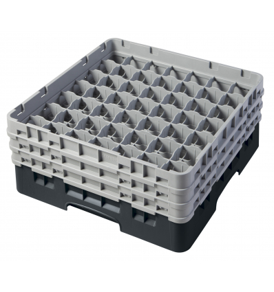 CAMBRO 49S638-110 - Cesta de lavado 49 comp. 3 alturas - 6 cm Ø máx. - alt. máx. 17,6 cm - 50 x 50 x 22,5 cm - Negro