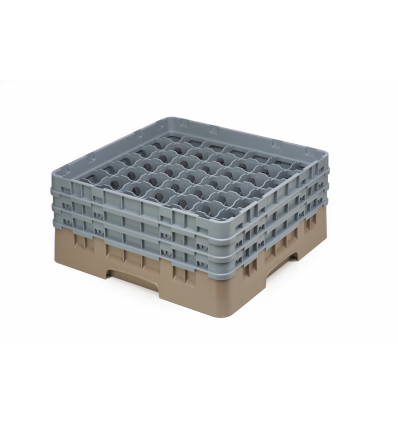 CAMBRO 49S638-184 - Cesta de lavado 49 comp. 3 alturas - 6 cm Ø máx. - alt. máx. 17,6 cm - 50 x 50 x 22,5 cm - Beige