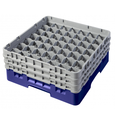 CAMBRO 49S638-186 - Cesta de lavado 49 comp. 3 alturas - 6 cm Ø máx. - alt. máx. 17,6 cm - 50 x 50 x 22,5 cm - Azul marino