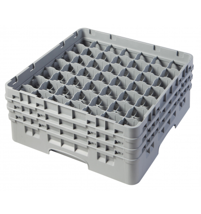 CAMBRO 49S638-151 - Cesta de lavado 49 comp. 3 alturas - 6 cm Ø máx. - alt. máx. 17,6 cm - 50 x 50 x 22,5 cm - Gris claro