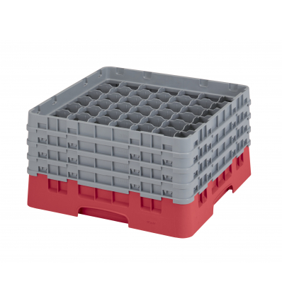 CAMBRO 49S800-163 - Cesta de lavado 49 comp. 4 alturas - 6 cm Ø máx. - alt. máx. 21,7 cm - 50 x 50 x 26,7 cm - Rojo