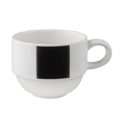 Taza café con leche porcelana Blanco con raya vertical Negro Glubel 14 cl. B'GHEST 01170064 (6 unidades)