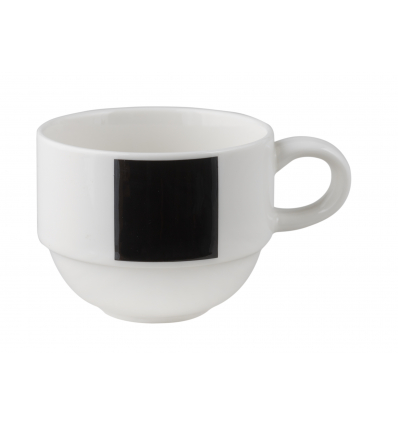 Seis unidades de B'GHEST 01170064 Taza cafe/leche 14 cl blanco con raya vertical negro glubel