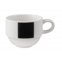 Six unités de B’GHEST 01170064 Tasse café/lait 14 cl blanc avec rayure verticale noire glubel