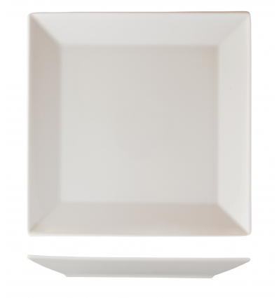 Quadratische flache Platte Porzellan weiß Quadrat 27x27 cm. B'ghest 01210017 (6 Einheiten)