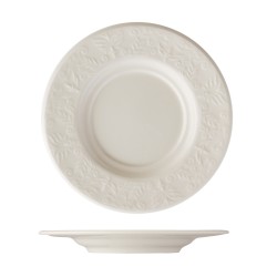 Platillo para taza de consomé porcelana Blanco con grabado Karla 17 cm. B'GHEST 01170117 (6 unidades)