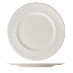 Plato presentación porcelana Blanco con relieves grabados Karla Ø32 cm. B'GHEST 01170112 (6 unidades)