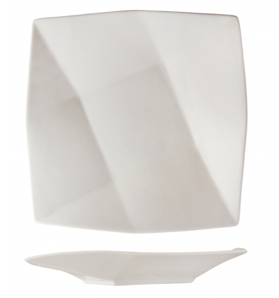 Plato llano cuadrado porcelana Blanco Atlantic Diamante 26.5 cm. ROSENHAUS 01010277 (6 unidades)