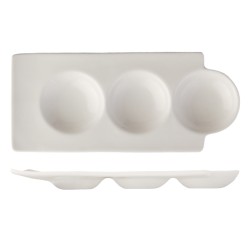 Plato aperitivo 3 circulos porcelana Blanco Atlantic Círculo 24x11 cm. ROSENHAUS 01010302 (6 unidades)