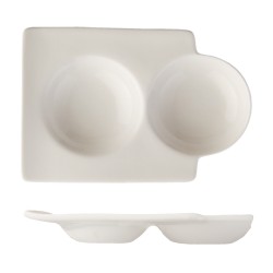Plato aperitivo 2 circulos porcelana Blanco Atlantic Círculo 15x11 cm. ROSENHAUS 01010345 (6 unidades)