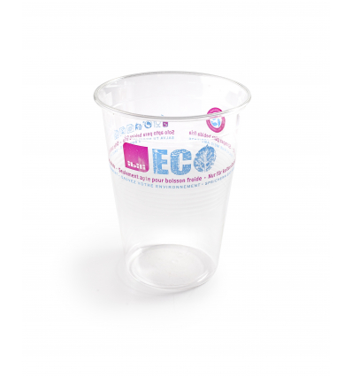 Vaso transparente de almidón de maíz. Dimensiones: Ø 7,5 cm, altura 9 cm, capacidad 22 cl. IBILI 260402 (10 unidades, cada unida