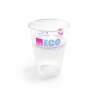 Vaso transparente de almidón de maíz. Dimensiones: Ø 7,5 cm, altura 9 cm, capacidad 22 cl. IBILI 260402 (10 unidades, cada unida