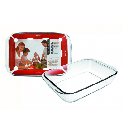 Fuente rectangular de vidrio borosilicato para horno Kristall. Dimensiones: 40X25X7CM. 41 CL.. 480840 IBILI (6 unidades)