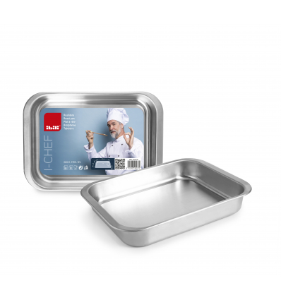 Rustidera para horno de acero inoxidable I-Chef. Dimensiones: 39,5x28 5x7 cm.. 652735 IBILI (2 unidades)