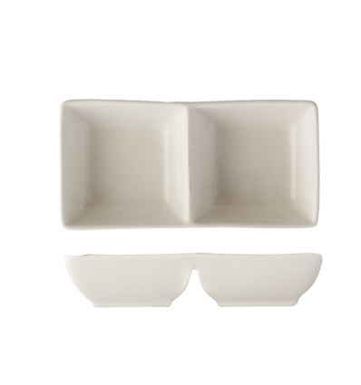 Bol rectangular 2 secciones porcelana Blanco Atlantic 14 cm. ROSENHAUS 01010386 (6 unidades)