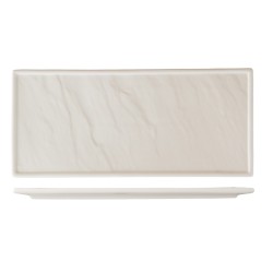 Bandeja rectangular alargada porcelana Blanco 30,5x14x1,5 cm Atlantic. ROSENHAUS 01010387 (6 unidades)