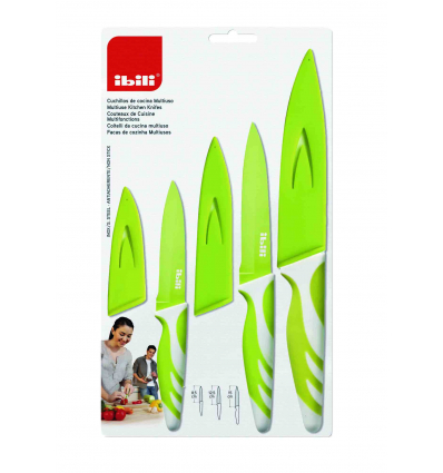 6 unidades de IBILI 727650 CUCHILLO DE COCINA VERDE 8,5+12,5+15