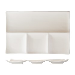 Plato rectangular porcelana Blanco 4 compartimentos Atlantic 30x20 cm. ROSENHAUS 01010403 (6 unidades)