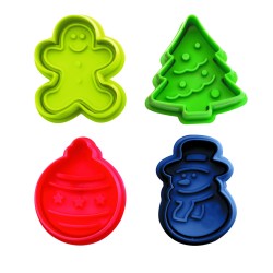 6 unidades de IBILI 733100 CORTAPASTAS CON EXPULSOR NAVIDAD (4 PCS)