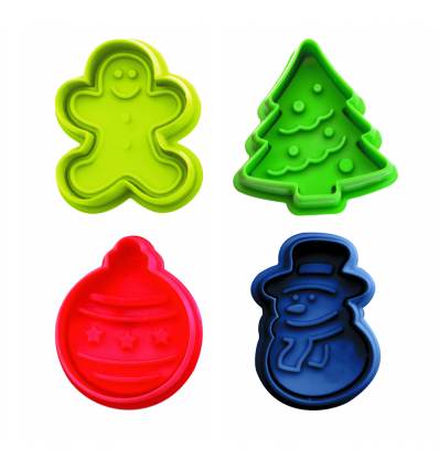 6 unidades de IBILI 733100 CORTAPASTAS CON EXPULSOR NAVIDAD (4 PCS)