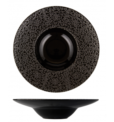Hondo Dish Wing Porcelain Noir Shine Decoration Fleurs Atlantique Aile grande 25 cm. Rosenhaus 01010409 (6 unités)