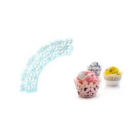 ENVOLTORIO PARA CUPCAKE FLORES AZUL (10UNDS) 12 unidades de IBILI 736001