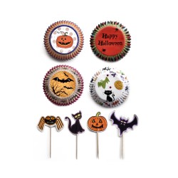 SET 96 CAPSULAS CUPCAKE+ 24 BANDERAS HALLOWEN ATAUD 12 unidades de IBILI 737000