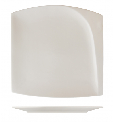 Square presentation plate White porcelain with lateral inner relief atlantic ril 30 cm. Rosenhaus 01010420 (6 units)