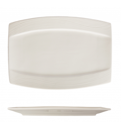 Rechteckige flache Platte halbioval Porcelana Blanco Atlantic 23 cm. Rosenhaus 01010435 (6 Einheiten)