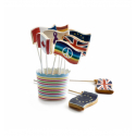 6 unidades de IBILI 792100 CORTAPASTAS BANDERA + 24 PALITOS