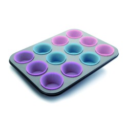 MOLDES MUFFIN 12 CAVIDADES 12 CAPSULAS  39X27X3.5CM 6 UNIDADES DE IBILI 827000