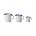 Taza mug/pote acero esmaltado vitrificado Blanco con borde Azul "Vintage Blue". Dimensiones: Ø 5 cm, capacidad 7,5 cl.. 903005 I