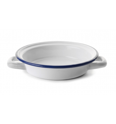 Round tray with white steel steel white vitrified with blue "vintage blue" border. Dimensions: Ø 24cm. 904124 Ibili (6 units)