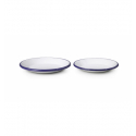 Platillo para aperitivo acero esmaltado vitrificado Blanco con borde Azul "Vintage Blue". Dimensiones: 14 cm. 905614 IBILI (12 u