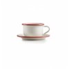 Taza mug acero esmaltado vitrificado Blanco con borde Rojo "Bordeaux". Dimensiones: Ø 7x altura 6 cm, capacidad 20cl.. 907300 IB